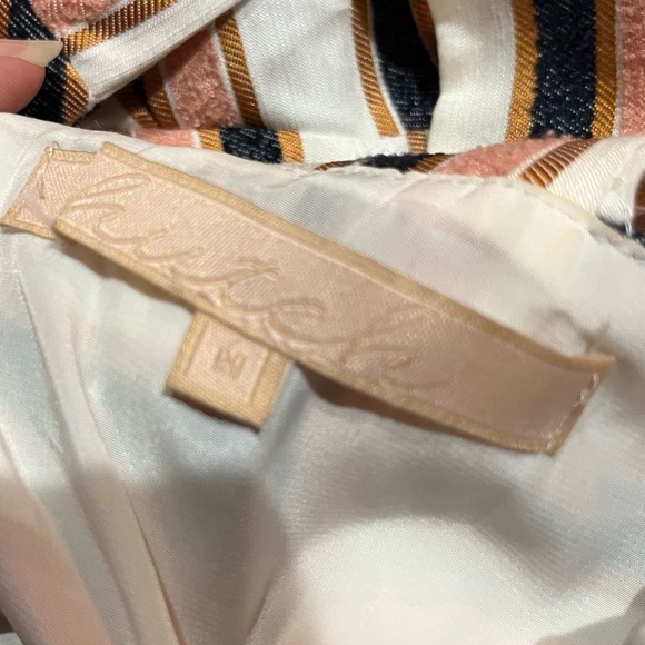 Anthropologie Hutch Orange Blue Striped High Neck Dress medium Stripe - Picture 2 of 2